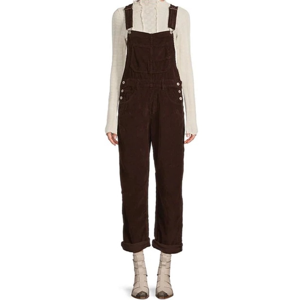 Free People Brown Corduroy Overalls